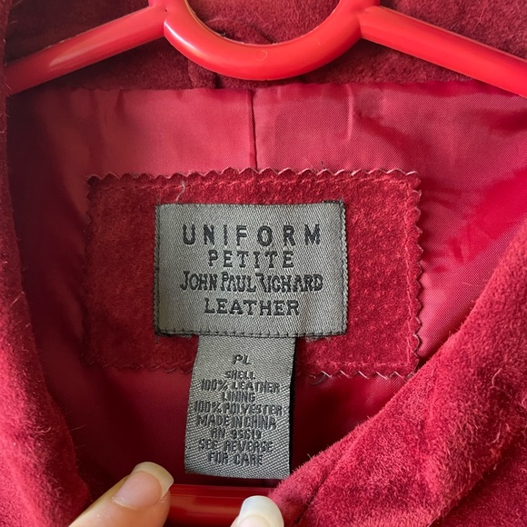 Uniform Petite John Paul Richard Womens Size PL Red Leather Suede Jacket - Picture 2 of 6